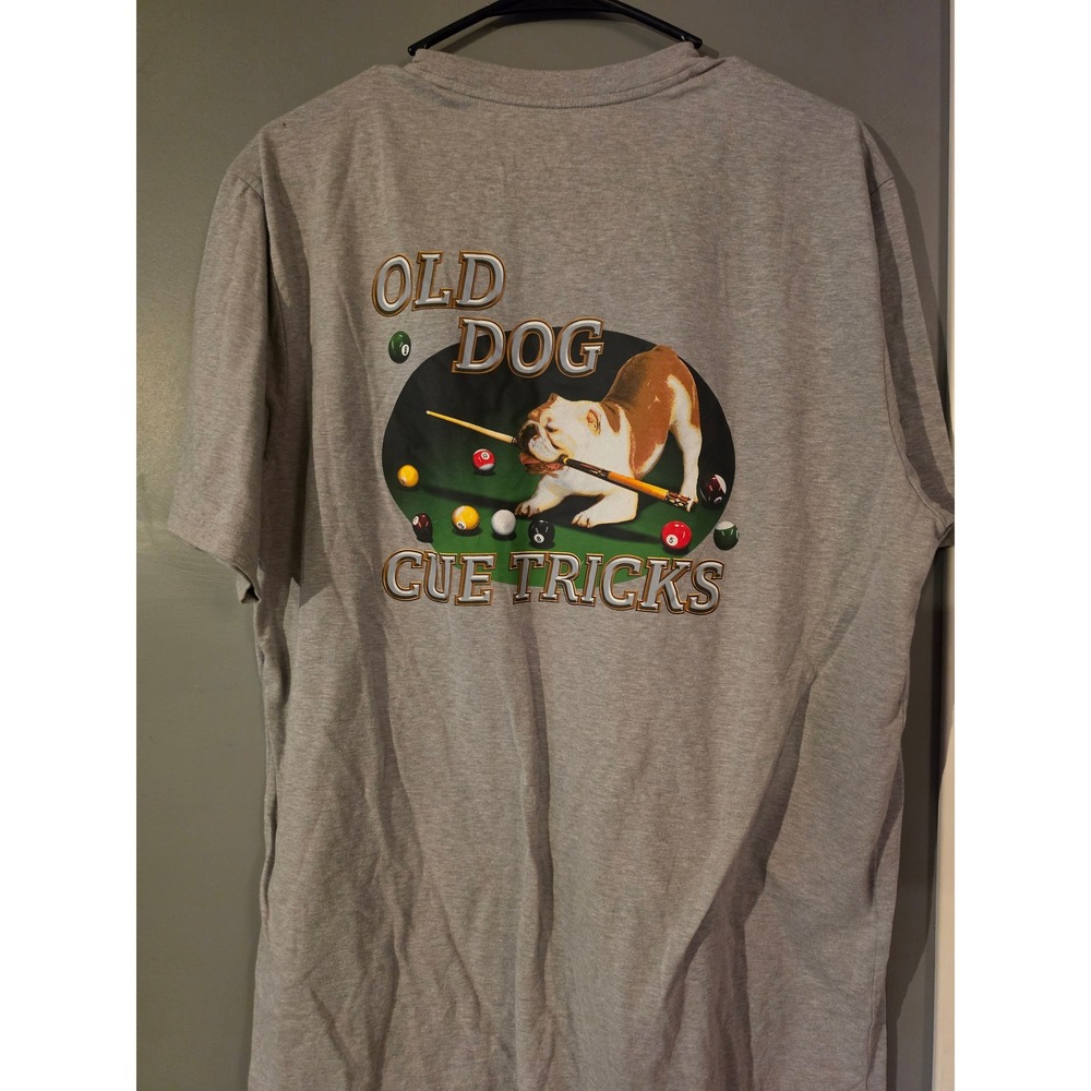 Tommy Bahama Mens Gray Old Dog Cue Tricks Bulldog Graphic Pocket T-Shirt Size M